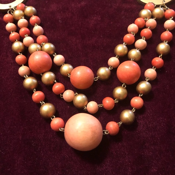 Steinmark Jewelry - Wooden long necklace, yellow, orange, pink